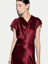 Textured Cowl Neck Dress | Burgundy