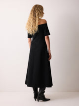 Off Shoulder Crepe Dress | Black