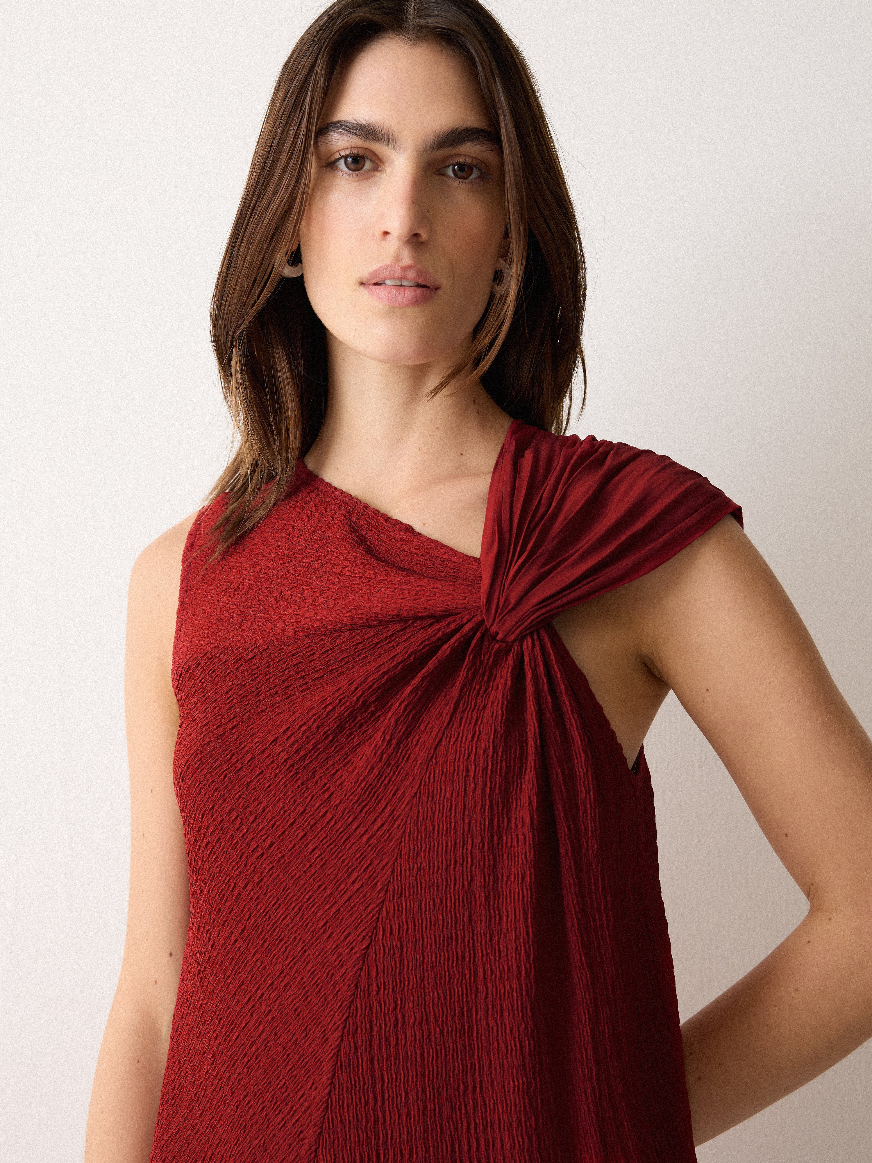 Crinkle Jersey Flowy Dress | Red – Jigsaw
