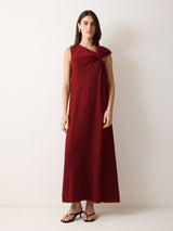 Crinkle Jersey Flowy Dress | Red