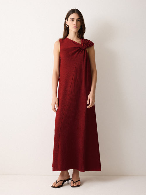 Crinkle Jersey Flowy Dress | Red