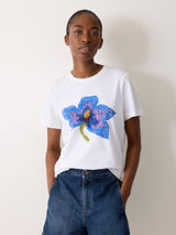 Crochet Lily Print T-shirt | White