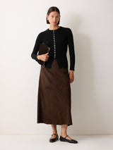 Multi Button Rib Knit Cardigan | Black