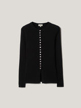 Multi Button Rib Knit Cardigan | Black