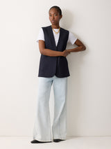 Ponte Pinstripe Waistcoat | Navy