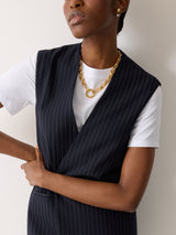 Ponte Pinstripe Waistcoat | Navy