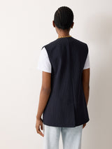 Ponte Pinstripe Waistcoat | Navy