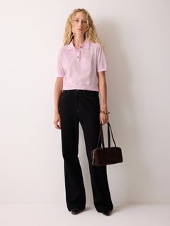 Linen Cotton Polo | Pink