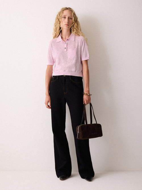 Linen Cotton Polo | Pink