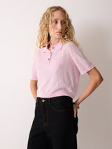 Linen Cotton Polo | Pink