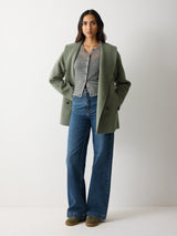 Double Faced Shawl Coat | Blue