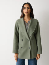 Double Faced Shawl Coat | Blue