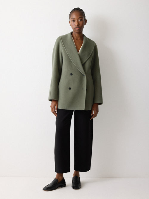 Double Faced Shawl Coat | Blue