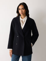 Double Faced Shawl Coat | Navy