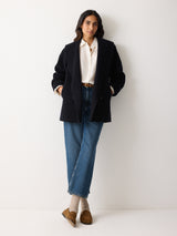 Double Faced Shawl Coat | Navy
