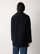Double Faced Shawl Coat | Navy