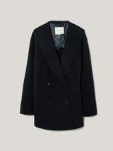 Double Faced Shawl Coat | Navy