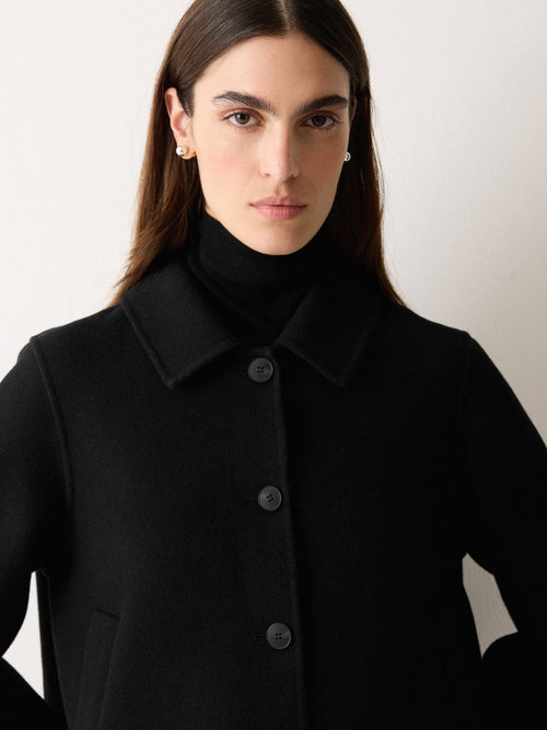 Double Faced Button Up Coat | Black