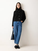 Double Faced Button Up Coat | Black