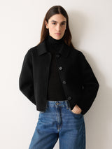 Double Faced Button Up Coat | Black