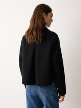 Double Faced Button Up Coat | Black