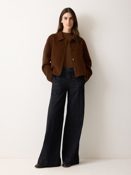 Double Faced Button Up Coat | Brown