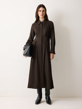 Relaxed Drape Shirt Dress | Brown