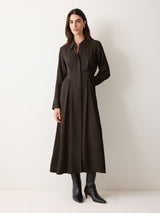 Relaxed Drape Shirt Dress | Brown