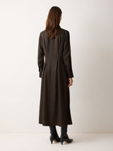 Relaxed Drape Shirt Dress | Brown