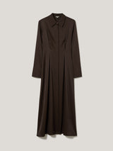 Relaxed Drape Shirt Dress | Brown