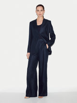 Irish Linen Collarless Blazer | Navy