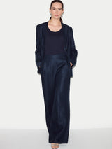 Irish Linen Collarless Blazer | Navy