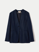 Irish Linen Collarless Blazer | Navy