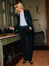 Velvet Satin Tailored Trouser | Green