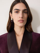 Velvet Satin Shawl Blazer | Purple