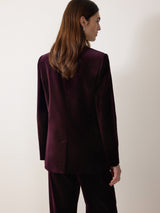 Velvet Satin Shawl Blazer | Purple