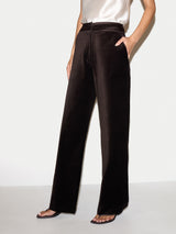 Velvet Satin Tailored Trouser | Brown
