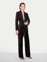 Velvet Satin Tailored Trouser | Brown