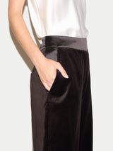 Velvet Satin Tailored Trouser | Brown