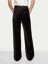 Velvet Satin Tailored Trouser | Brown