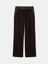Velvet Satin Tailored Trouser | Brown