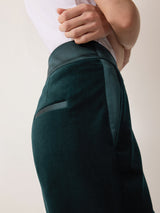 Velvet Satin Tailored Trouser | Green