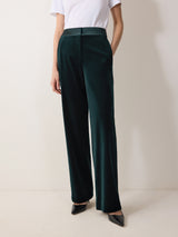 Velvet Satin Tailored Trouser | Green
