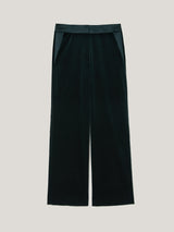 Velvet Satin Tailored Trouser | Green