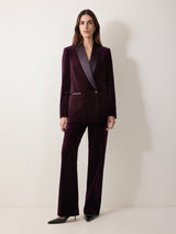 Velvet Satin Tailored Trouser | Purple