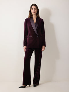 Velvet Satin Tailored Trouser | Purple