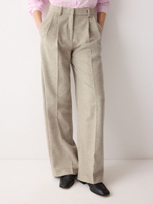 Nik Wool Melange Trouser | Brown