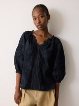 Textured Jacquard Top | Navy