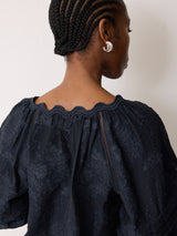 Textured Jacquard Top | Navy