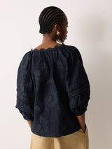 Textured Jacquard Top | Navy